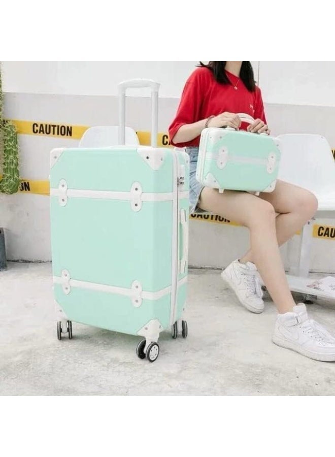 4-Piece Hardshell Luggage Set with Spinner Wheels and Beauty Case Lightweight Travel Trolley Bags Green - Image 2